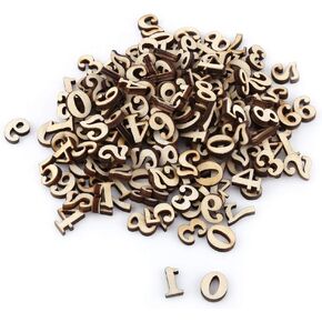 100 Pcs 0.6 Inch Mini Wooden Numbers, Brown, Unpainted Wood Crafts, DIY Craft Numbers, Unfinished Home Decorations