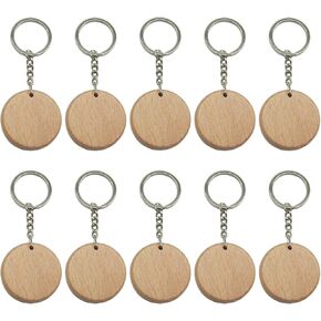 Round Wooden Key Tags Blank Wooden Key Chain Wood Keychain Supplies for Craft