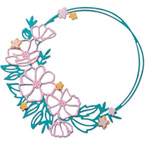 Sizzix Thinlits Die Set-Floral Round, Silver