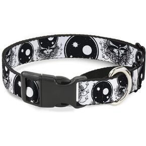 Buckle-Down Dog Collar Martingale Grateful Dead Text Skull Roses Rainbow Fade 16 to 23 Inches 1.5 Inch Wide