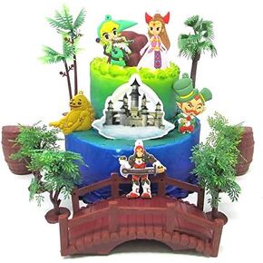 مجموعة أسطورة Zelda Deluxe Cake Topper التي تضم شخصيات Zelda وملحقات ذات طابع ديكور (تصميم فريد)