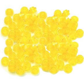 Lego Parts: 100 Round Transparent Yellow Plates 1x1