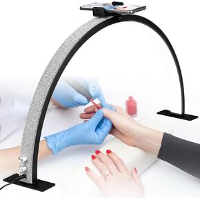 IMENE Half Moon LED Manicure Light - 29in Table Lamp, 3000-6000k Perfect for Nails & Lashes (White Rhinestone)