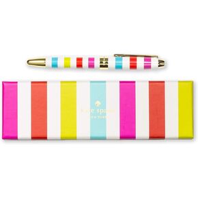 Kate Spade New York Black Ink Ballpoint Pen مع صندوق هدايا قابل لإعادة الاستخدام ، يقبل قلم المكتب الاحترافي للنساء عمليات التعبئة القياسية ، شريط الحلوى