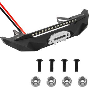 ShareGoo 1/10 Scale Front Bumper,Metal Bull Bar Front Bumper with LED Lights Bar Compatible with Axial SCX10 90046 90047 Traxxas TRX4 RC4WD D90 TF2 1/10 RC Crawlers