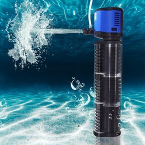 Aquarium Filter 400GPH for 75-200 Gallon Fish Tank, Biochemical Quiet Submersible Internal Filtration Powerful Pump Air Supply, Wave Maker 4 in 1, Small Ponds, Saltwater & Freshwater Crystal Clear
