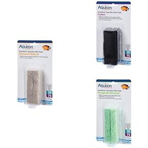 Aqueon QuietFlow LED PRO 20 & 75 Power Aquarium Water Replacement Specialty Filter Pads Variety Ammonia Reducer 4 Pack, Carbon 4 Pack and Phosphate Remover 4 Pack Bundle
