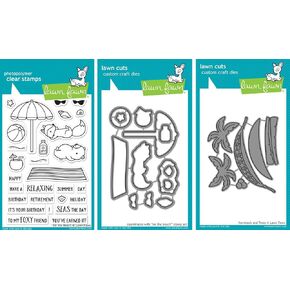 Lawn Fawn On The Beach Stamps and Dies and Hammock & Trees Dies Set - Three Item Bundle