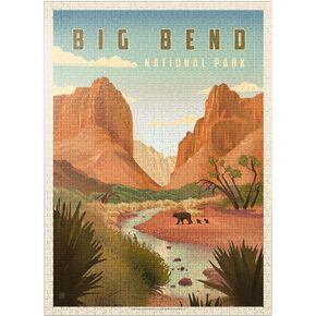 MyPuzzle Big Bend National Park: Black Bears ، Pintage Poster - Premium 1000 Piece Jigsaw Puzzle للبالغين