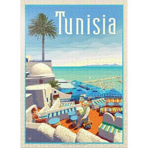 MyPuzzle Tunisia: A Journey Through History and Beauty, Vintage Poster - Premium 500 Piece Jigsaw Puzzle for Adults