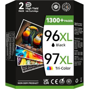 INKID PRINTER INK 96XL 97XL متوافق مع HP 96 97 حبر خراطيش حزمة أسود/ملون حزمة تستخدم لـ Deskjet 6940 9800 5940 OfficeJet D5163 D5168 K7103 K7108 7410 7210 8150 8150 PRINTERS