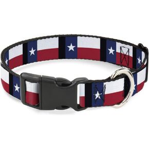 طوق بلاستيكي مشبك - Texas Flag/Black - 1 "Wide - Fits 15-26" الرقبة - كبيرة