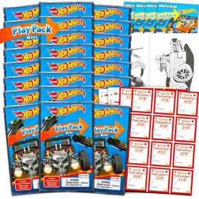 Disney Hot Wheels Party Supplies Plantroom Gift Bundle - 24 Hot Wheels Mini Coloring Activity Books for School ، الملصقات | تفضل حفلة الأطفال