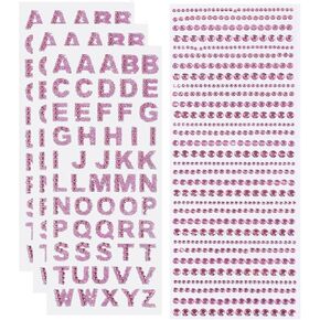 EORTA Set of 4 Rhinestone Alphabet Letter Stickers Sparkling Glitter Sticker Self Adhesive Letters for Grad Cap Handicraft Art Craft Laptops Water Bottles Phone, Silver