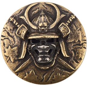 Brass Connectors Skull Warrior Samurai Conchos Screw Back Leather Crafting Concho for Leather King Biker Wallet Chain Connector (Gold with Silver Skull)