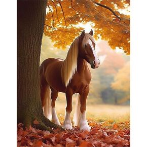Zariocy 5D Diamond Art Painting Kits Horse, DIY Paint with Diamond Art Animal Round Full Drill Crystal Diamond Embroidery Paintings Arts Craft for Home Office Wall Decor 30x40 cm