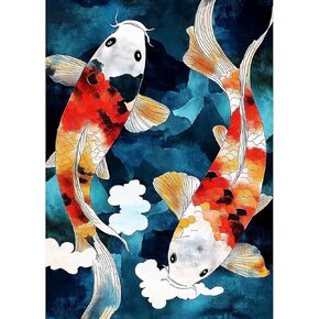 Qenspe Diamond Painting مجموعات للبالغين ، ولوحات فنية الماس الماس الكاملة للمبتدئين للمبتدئين ، و Carps Round 5D DIY Arts و Labsts for Home Wall Decor 12x16inch