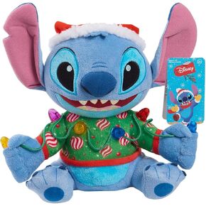 Disney Holiday Lights Stitch 9-inch Feature Plush Stuffed Animal with Lights and Sounds, Officially Licensed Kids Toys for Ages 3 Up by Just Play