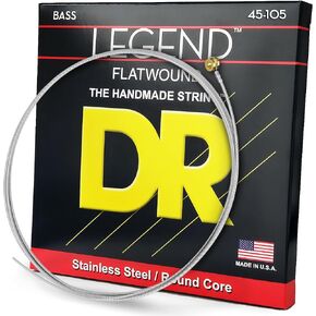 DR Strings Hi-Beam Flats - Flatwound Stainless Steel Round Core Bass 45-105
