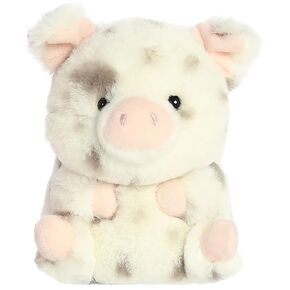 Aurora® Round Rolly PET ™ Perewinkle Pig ™ محشو - رفاق رائعتين - متعة أثناء التنقل - أبيض 5 بوصات