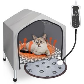 Winter Outdoor Heated Cat House,Indoor Cat Condos,Insulated Dog House,Cat Tent,for Small Cat&Dog(Equipped with Heating pad)