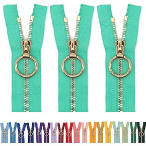#5 Gold Metal Zipper - 50+ Colors - 3 PCS - (4-14 inches) Sizes - Luxury Lightweight Handcraft Metal Zippers Gold Teeth for Purses Bags Pockets Shoes Sewing & Crafts DIY