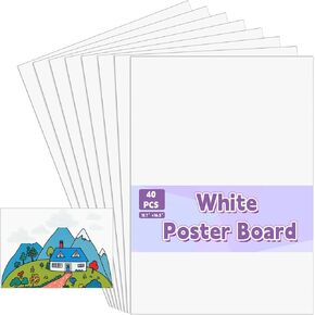 40 Pack 11.7" x 16.5" White Poster Board, Heavyweight Thickened Poster Paper Blank Graphic Display Board Vision Posterboard for School Projects DIY Crafts Drawing Exhibits Notices, 300gsm