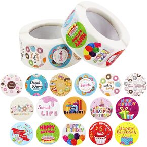 1000 Pieces Happy Birthday Stickers for Kids Classroom Party Decoration (1 Inch,2 Rolls)