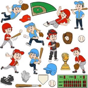 ملصقات ملصقات البيسبول - ملصقات لعبة بيسبول لطيفة للأطفال لاعبي Little Lite League - 5 صفائح (105 قطعة) - حقائب Game Goodie ، تفضل حفلات الفريق