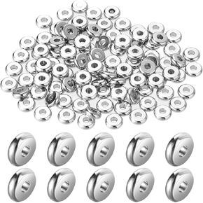 100 Pcs Flat Disc Spacer Beads 6mm Silver Beads with Hole Stainless Steel Spacer Bead Plated Round Loose Charm Caps Bead for DIY Jewelry Making Bracelet Necklace Crafting