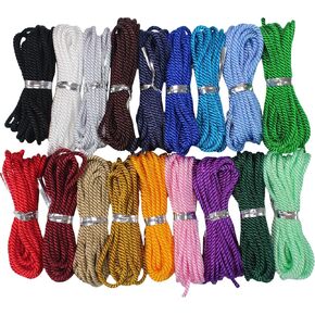 PAMIR TONG 3mm Twisted Nylon Twine Cord for Bracelet Assorted Color 36 Yards Satin 3 Braided Beading Milan Rope Macrame Thread String Knotting Cord for Jewelry Making-DIY Crafts-Necklace-Pendant