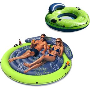 JOSEN Pool Floats Adult, Inflatable Tanning Pool & River Floats for Adults Heavy Duty 350lb, XL River Tubes for Floating