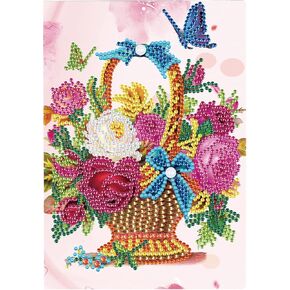 DIY 5D Notebook مع Art Art Painting Art Rose Flower Basket Cover Crystal Cross Schitch خاصة بأطقم الماس على شكل كتاب Sketchbook Journal Dairy Book 8.27x5.71inch