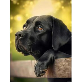 Hmdiimge Black Labrador Dog Diamond Painting Kits للبالغين ، DIY 5D Animal Diamond Art Full Prading for البالغين ، للديكور المنزلي المبتدئين هدية 12x16 بوصة