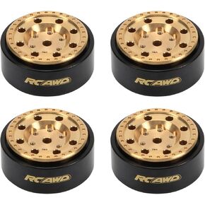 rcawd 4x أوزان النحاس الكروم 42g 1 "Beadlock Wheel Rim 26*13mm Glue Free for Trx4M Axial SCX24 Deadbolt Chevrolet Wrangler Gladiator Bronco Crawlers