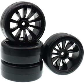 63mm X 26mm Hard Tires Tyre Plastic Wheel Compatible with 1/10 traxxas HSP Tamiya HPI Kyosho On-Road Drifting RC Car(4-Pack)