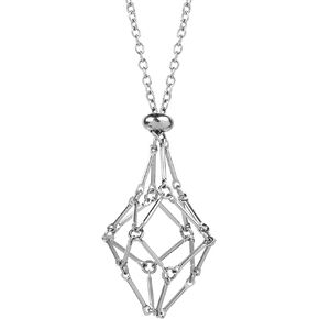 1 Pieces Stainless Steel Necklace Cord Empty Stone Holder Adjustable Cord Cage Crystal Cage Necklace Holder for Women Men for DIY Jewelry Making Accessories（M）