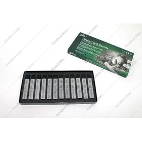 Mungyo Gallery Soft Pastel Squares Cardboard Box مجموعة من 12 - الفحم الأسود