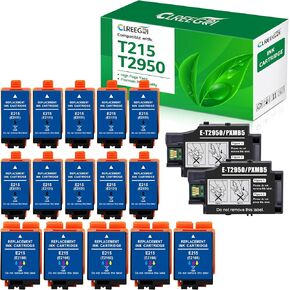 Remanufactured T215 Ink Cartridge 215 Replacement for Workforce WF-100 WF-110 EC-110 WF 100 110 EC 110 Printer (10 Black, 5 Tri-Color, 2 T2950 Maintenance Box)