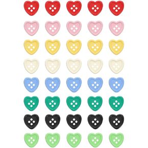 HARFINGTON 40PCS HEART RESIN FUNGER ، 15 مم 5/8 "4 أزرار سترة ثقب للملابس الزخرفة الحرف اليدوية ، متعدد الألوان