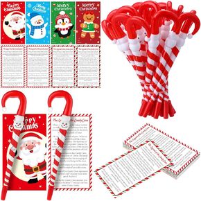 Pasimy 36 Sets Christmas Religious Gifts 36 Candy Cane Pens 36 Jesus Greeting Cards Merry Christmas Cards Xmas Peppermint Ballpoint Pens Christian Holiday Party Gifts for Church Event Supplies
