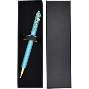 Gullor Black Lacquer Point Pen مع عرض حالة قلم الأعمال ، قلم معدني قابل للتراجع الفاخر للرجال والنساء ، المكتب التنفيذي المهني ، الأزرق
