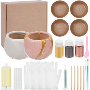 WEBEEDY Kintsugi Repair Kit for Beginners,25 Pcs Complete Kintsugi Repair Kit for Ceramics and Porcelain Repair,Japanese Art Kintsugi Craft to Revive Your Broken Ceramic Pottery Bowl Glass