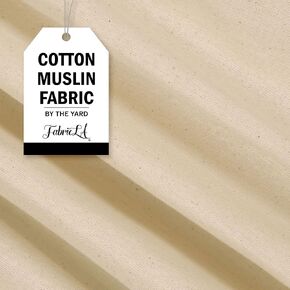 Cotton Fabric by The Yard | Cotton Muslin Fabric | 100% Cotton Fabric | 62" Inches Wide Unbleached Muslin Cloth | Cotton Muslin Fabric by Yard - Natural Muslin Fabric Material | 1 Yard Tela