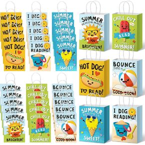 Accolling 30 PCS القراءة الصيفية القراءة الأكياس الهدايا للأطفال الصيفي لحفل الحفلة الكتب القراءة حقائب Goodie مع مقابض 7.9 × 5.9 × 3.5 بوصات أكياس علاج لمحبي الكتب الصيفية تبادل هدية
