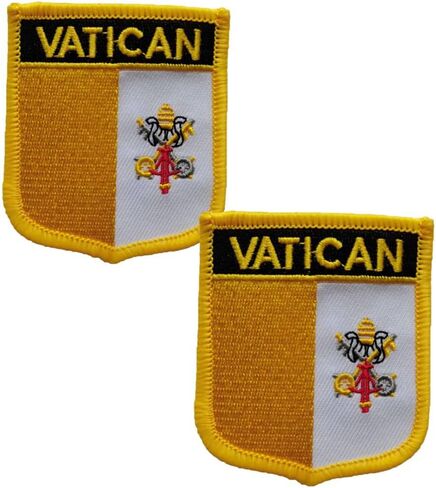 Vatican Single Flag Embroidered Patches Tactical Morale Applique Fastener Iron On Sew On Emblem Patch 2 Pieces (Vatican) in Saudi Arabia