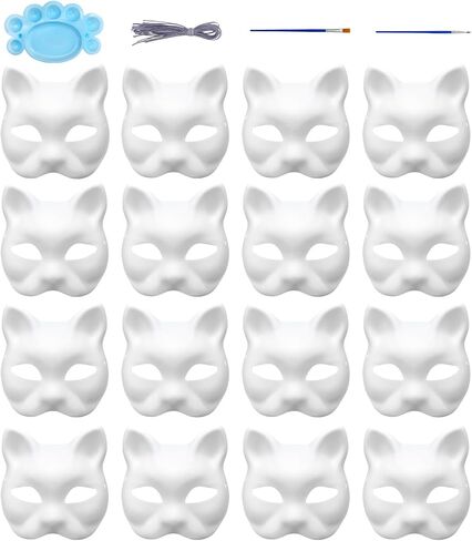 Qavctw Cat Masks White Paper Mask to Decorate DIY Paint Masquerade Mask Costume Prop for Carnival Cosplay Dance Party Favors in Saudi Arabia