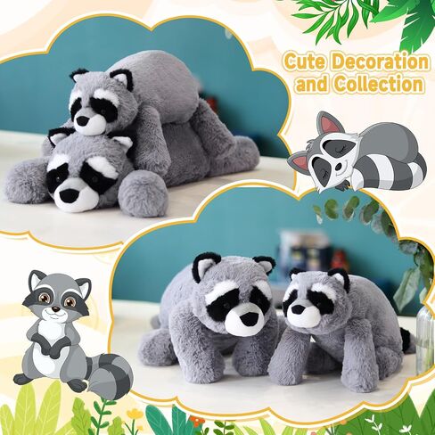 Raccoon Plush, 17in Weighted Raccoon Stuffed Animals, Cute Plush Toys Realistic Raccoons Body Pillow Hug Sleeping Fluffy Animal Toys for Kids, Bed Decor Plushie Doll Birthday Gift in Saudi Arabia