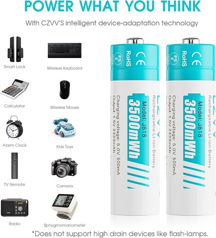 AA Rechargeable 1.5V Batteries with White LCD Fast-Charger (Pack of 8) in Saudi Arabia