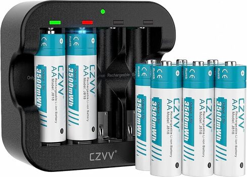 AA Rechargeable 1.5V Batteries with White LCD Fast-Charger (Pack of 8) in Saudi Arabia